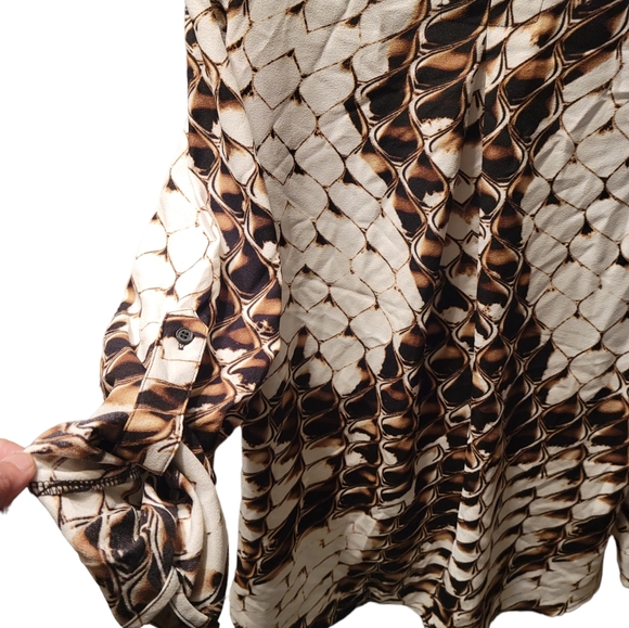 Alberto Makali Button Down Shirt Print Blouse Size M Long Sleeve - Picture 4 of 7